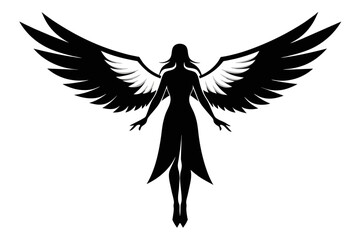  silhouette image,Angel,vector illustration,white background
