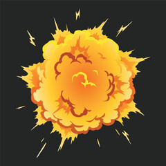 Explosion animation effect for game. Burst explosion in cartoon style. Bomb or bang. Vector isolated illustration