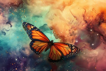 Fototapeta na wymiar Abstract Artistic Butterfly in Cosmic Splendor