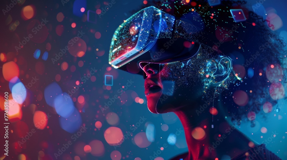 Poster dynamic compositions inspired by virtual reality and augmented reality ai generated illustration
