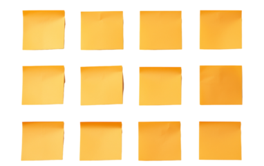Array of yellow sticky notes pinned to the wall