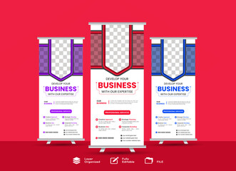 Abstract business rollup standee banner vector design illustration