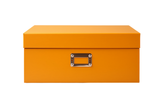 A vibrant yellow box with a sturdy handle, ready for transport