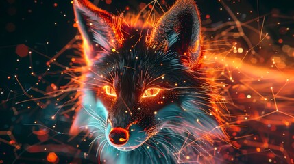 Red fox neon effect.
