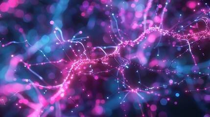 Neural connections, abstract neon background.