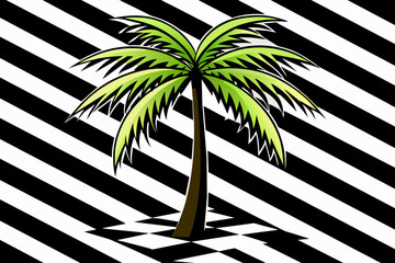 Palm on a black and white pattern