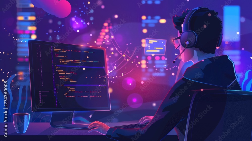 Aufkleber experimenting with different coding techniques ai generated illustration