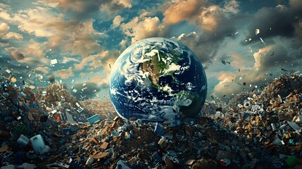 Obraz na płótnie Canvas Earth in trash dump