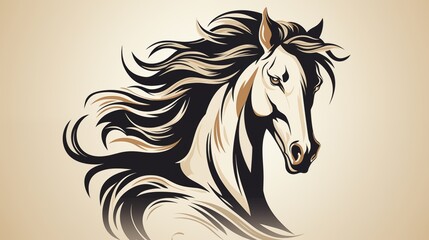 A graceful horse logo icon with a flowing mane.