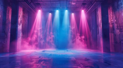Luminous K-Pop Style Dance Stage with V-formation Lighting Generative AI