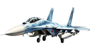 A sleek fighter jet soaring elegantly through a pristine white sky