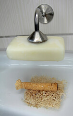 hygiene articles in the bathroom