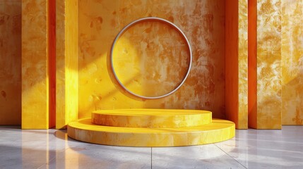Yellow Room With Round Mirror