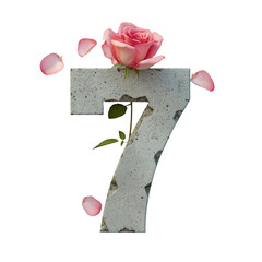 Number 7 adorned with a rose