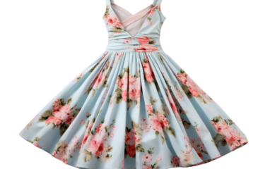 A beautiful womens dress adorned with intricate pink flowers, exuding elegance and grace