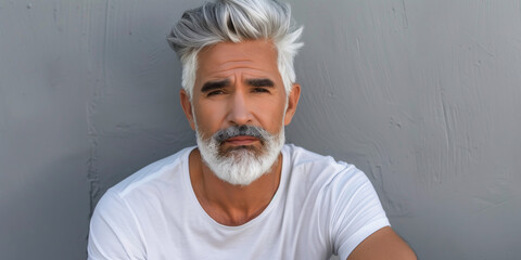 Senior well groomed man with gray hair and beard
