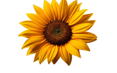 Fototapeta premium A large yellow sunflower with a vibrant green center stands tall against a clear blue sky