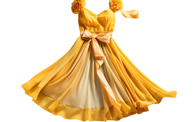 A vibrant yellow dress adorned with a delicate bow, exuding elegance and grace