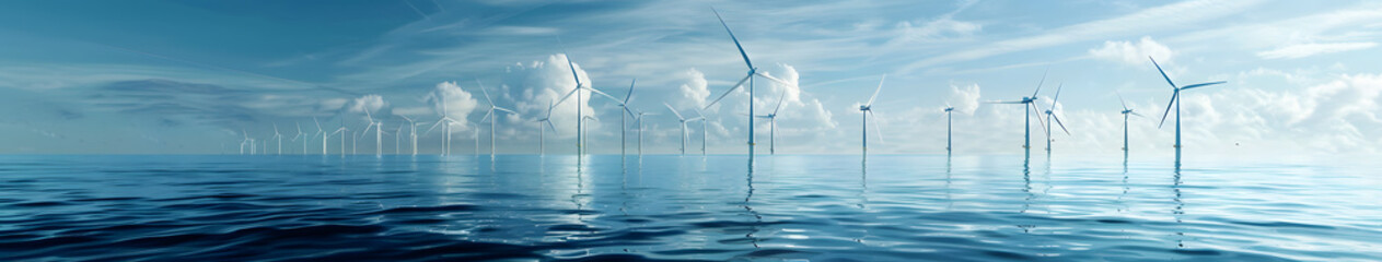 Offshore windpark background, renewable energy wallpaper, climate change - obrazy, fototapety, plakaty