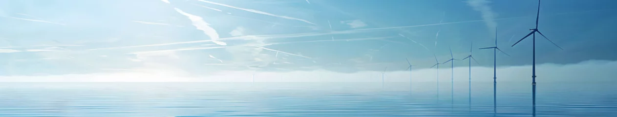 Selbstklebende Fototapeten Offshore windpark background, renewable energy wallpaper, climate change © Markus