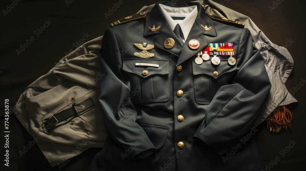 Canvas Prints Honoring Service: Military Uniform and Medals. Generative ai