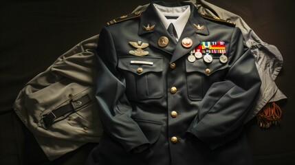 Honoring Service: Military Uniform and Medals. Generative ai