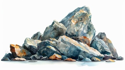 White Background Watercolor Style Rock Knolling Art Generative AI