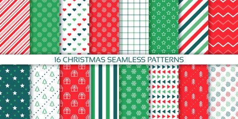 Christmas seamless pattern. Set Xmas backgrounds. Vector illustration.