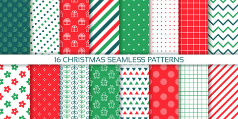 Christmas seamless pattern. Vector illustration. Merry Xmas textures.