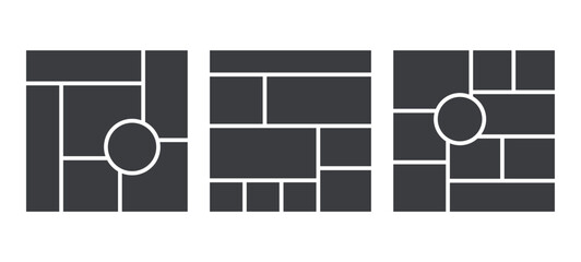 Moodboard template. Collage grid. Mood board banner. Social media layout. Montage square images.
