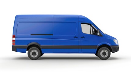 Blue Van for Delivering Business. Modern Auto Cargo Car Isolated with Clean Cabin Design