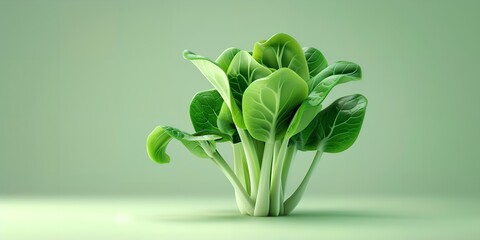 Green lettuce leaves on green background - obrazy, fototapety, plakaty