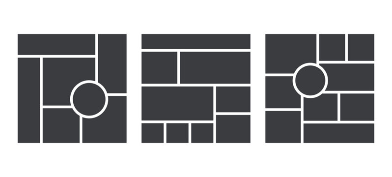 Moodboard template. Collage grid. Mood board banner. Social media layout. Montage square images.
