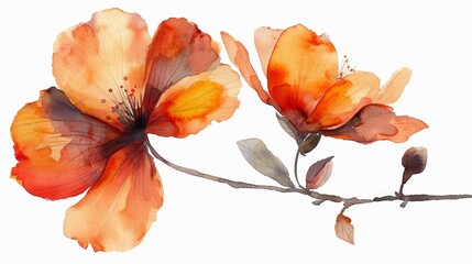 Single Autumn Flower: A Vibrant Watercolor Masterpiece on White Generative AI - obrazy, fototapety, plakaty