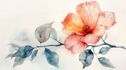 Delicate Single Winter Flower on White Watercolor Backdrop Generative AI