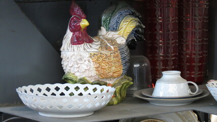 porcelain bird figurines at a flea market