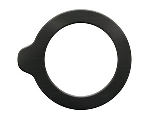 A rubber black round gasket with a slight protrusion or eyelet with a light, realistic texture isolated from the background