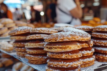 A traditional Argentine dessert sold at a street market - obrazy, fototapety, plakaty