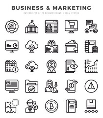 Set of 25 Business & Marketing Lineal Icons Pack.