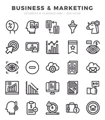 Simple Set of Business & Marketing Related Vector Lineal Icons.