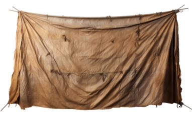 A solitary brown cloth sways gently in the wind, suspended from a clothes line