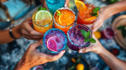 Group of People Holding Glasses With Different Colored Drinks