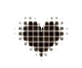 Halftone heart with pixel pattern