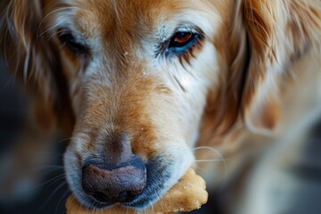 A kind dog enjoys a snack