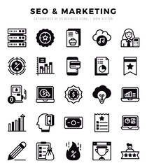SEO & Marketing icons set for website and mobile site and apps.