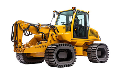 Fototapeta premium A massive yellow construction vehicle stands proudly on a clean white background