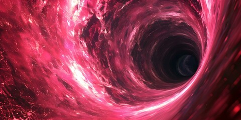 Vibrant 3D animation of a pink hyperspace vortex tunnel in a grungy red wormhole perfect for science fiction themes . Concept Science Fiction, 3D Animation, Pink Hyperspace Vortex - obrazy, fototapety, plakaty