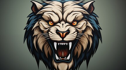 A bold logo icon inspired by a roaring lion's head. - obrazy, fototapety, plakaty