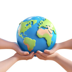 3d rendering hands holding earth globe Isolated On Transparent Background, PNG File Add