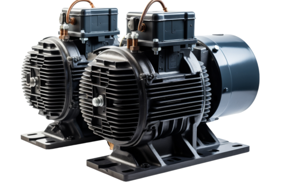 Two electric motors stand side by side, ready to power machinery with precision